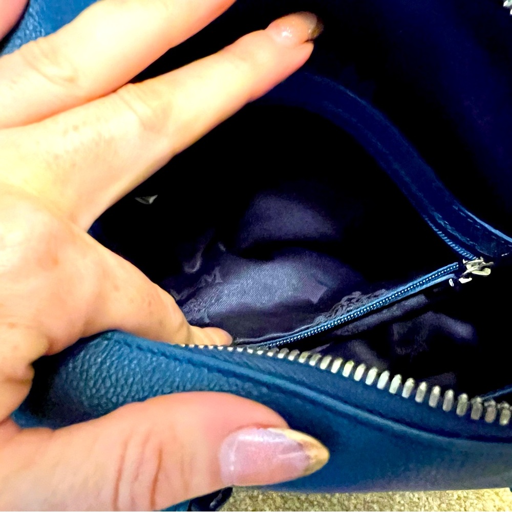 Authentic MCM Mini Boston Bag Blue Leather - Picture 14 of 16